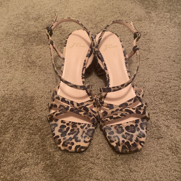 Jcrew Odette Strappy Sandals Leopard Suede Size 8 - Picture 3 of 5